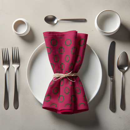 Wreaths in Berry Napkin