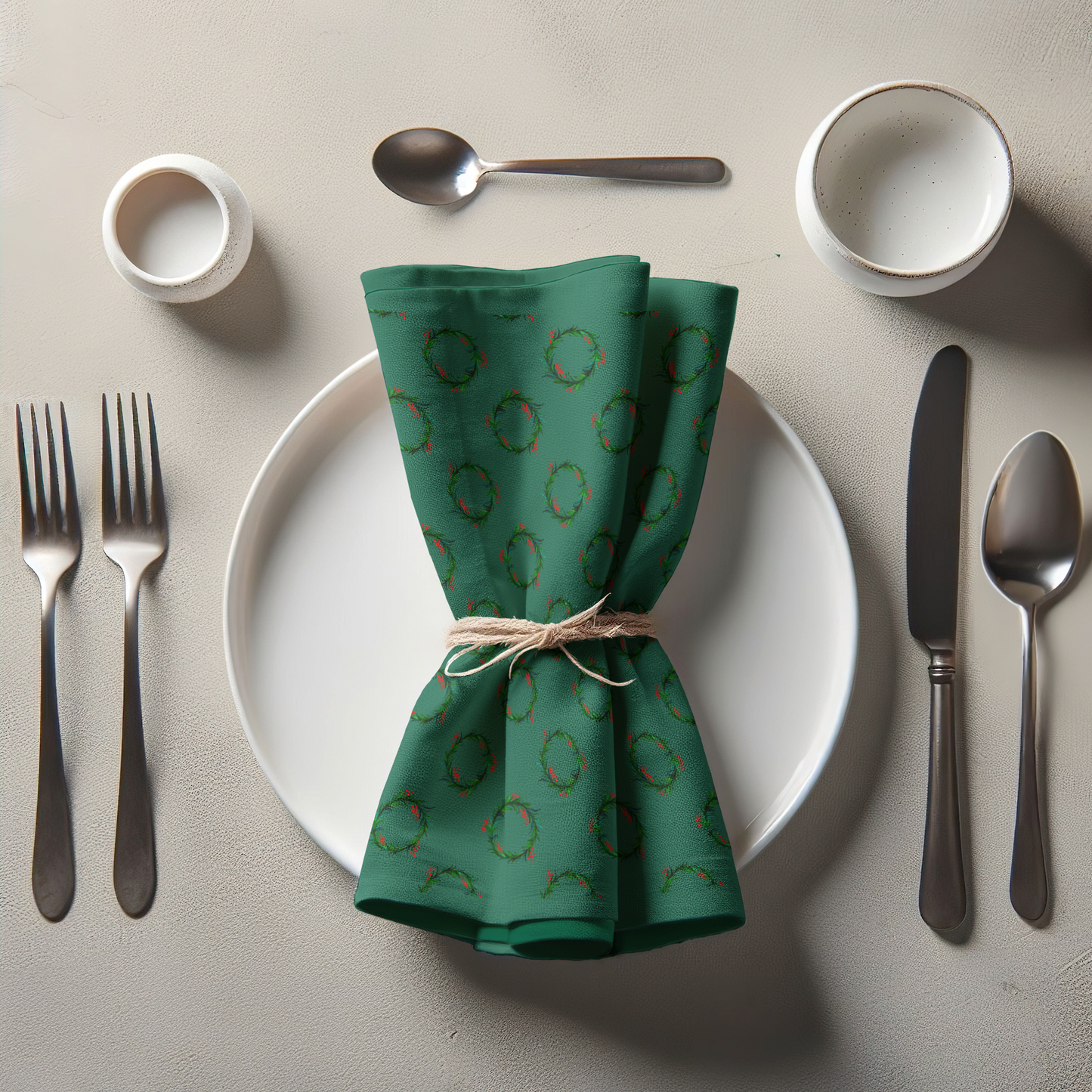 Wreaths in Evergreen Napkin