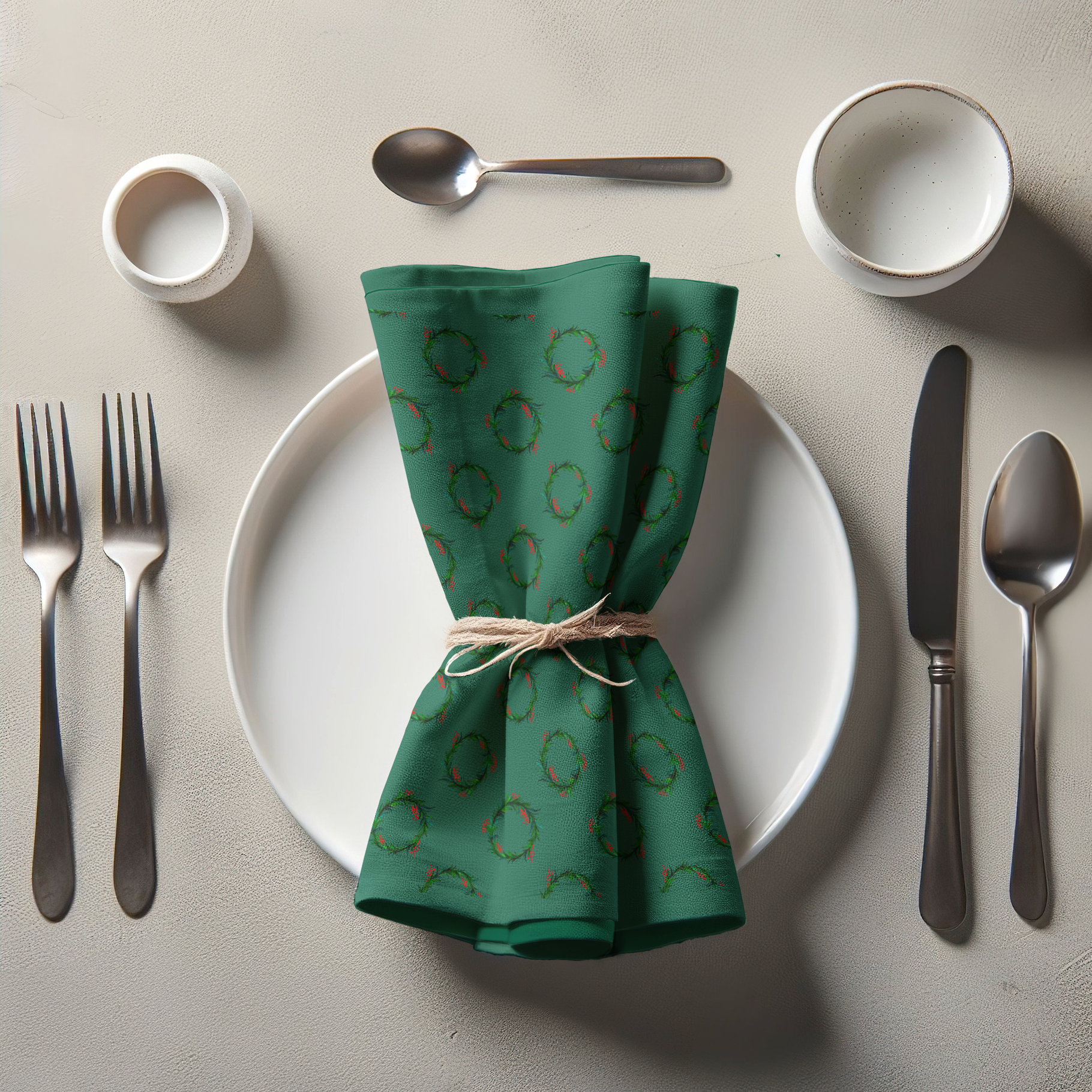 Wreaths in Evergreen Napkin