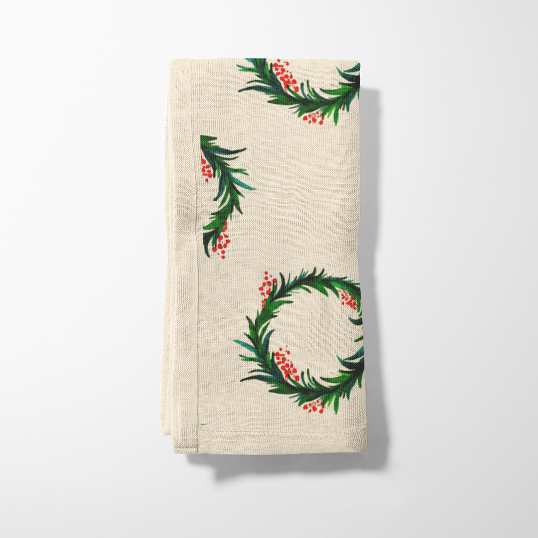 Wreaths Napkin in Ecru