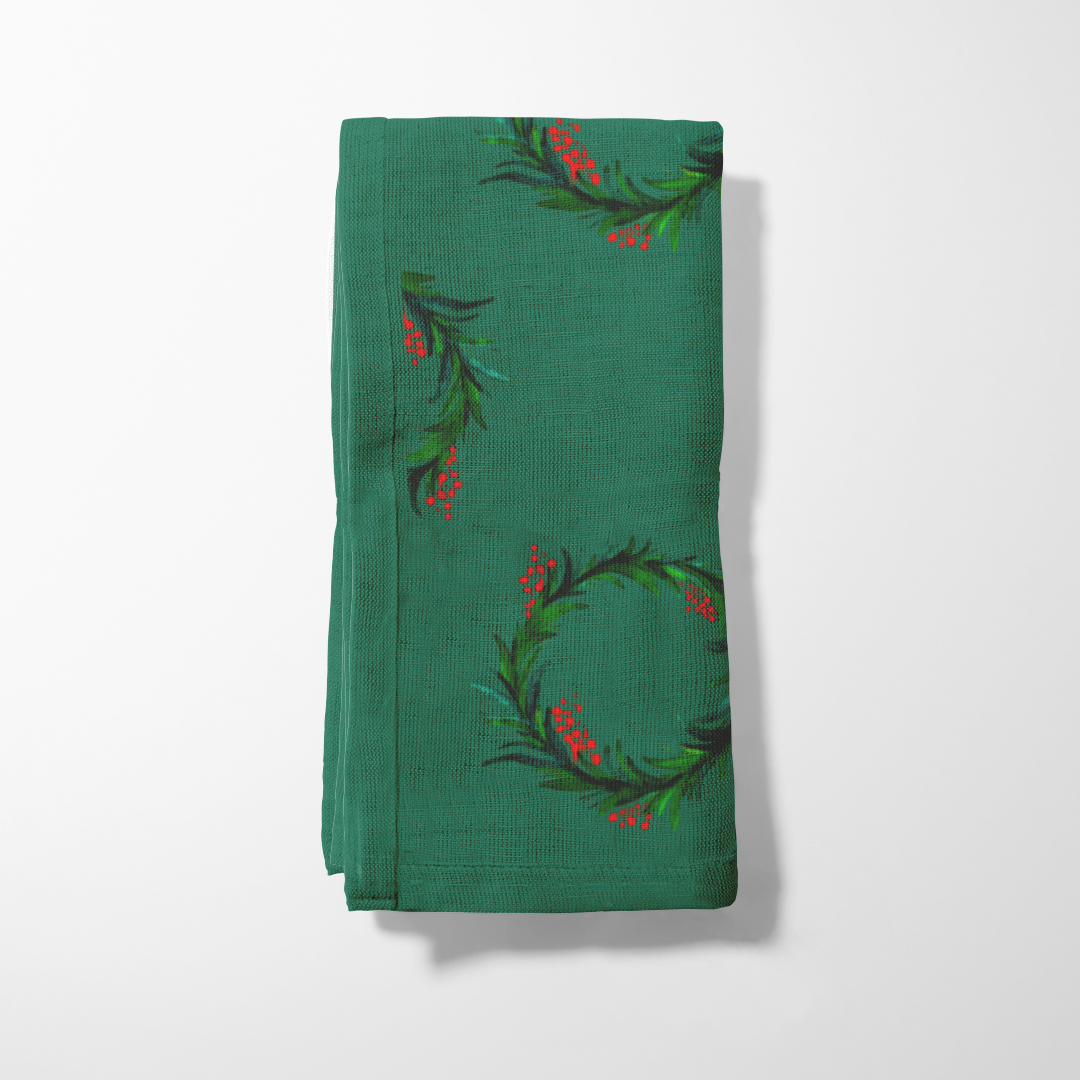 Wreaths in Evergreen Napkin