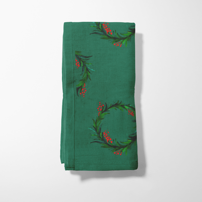 Wreaths in Evergreen Napkin