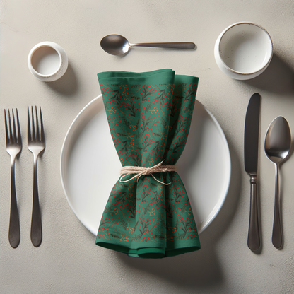 Mistletoe in Evergreen Napkin