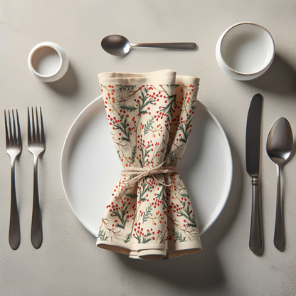 Ecru Mistletoe Napkin