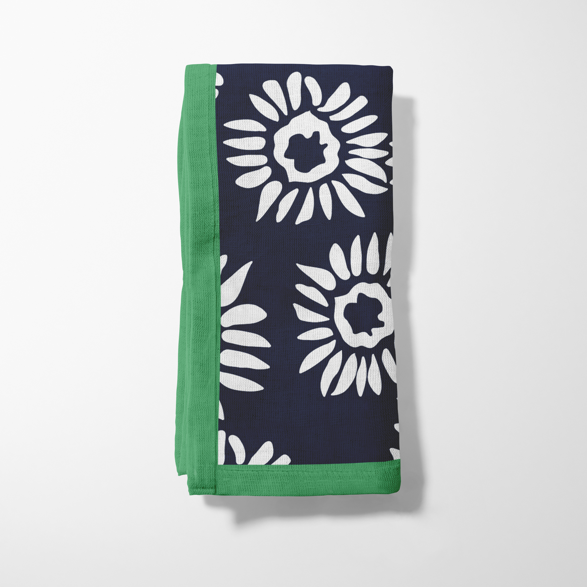 Tucker 20x20 Napkin 1" Hem - 20x20 1" Napkin - Navy Daisies - Oxford Cotton in Oxford Cotton