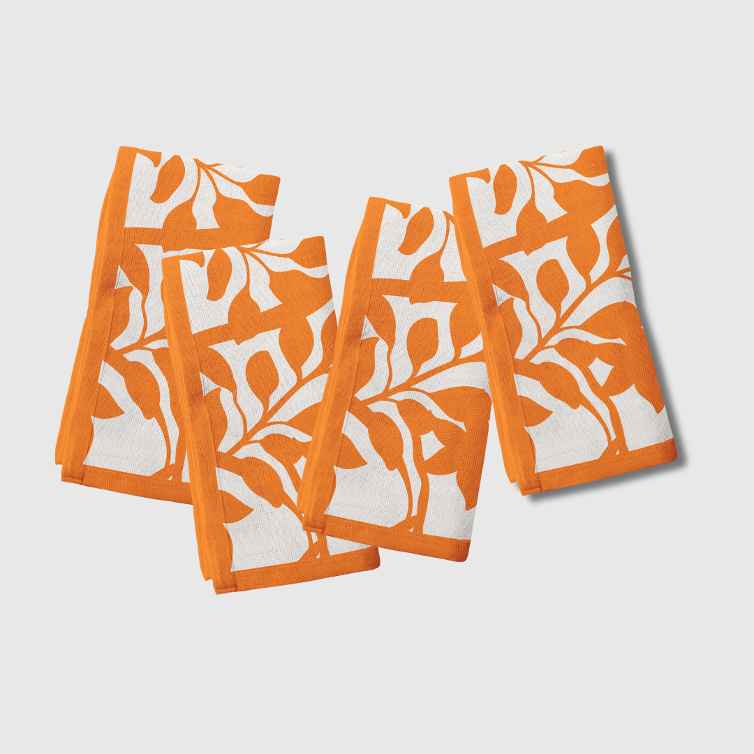 Figi Floral Napkin in Orange | Set of 4