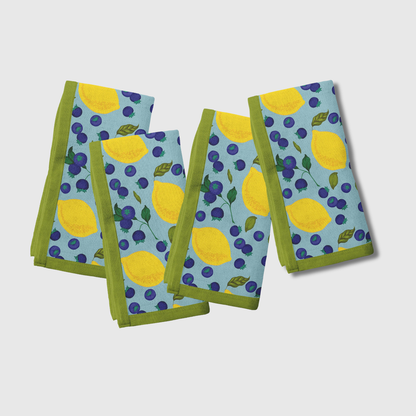 Spring Lemons Napkin in Aqua | Set of 4
