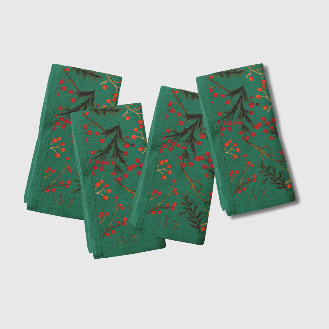 Mistletoe in Evergreen Napkin | Set of 4