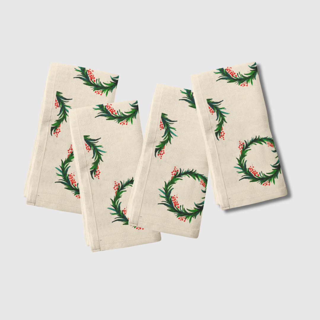 Wreaths Napkin in Ecru | Set of 4
