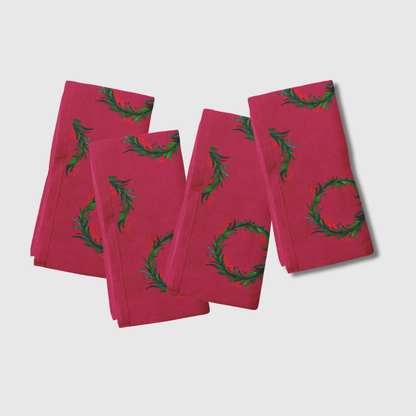 Wreaths in Berry Napkin | Set of 4