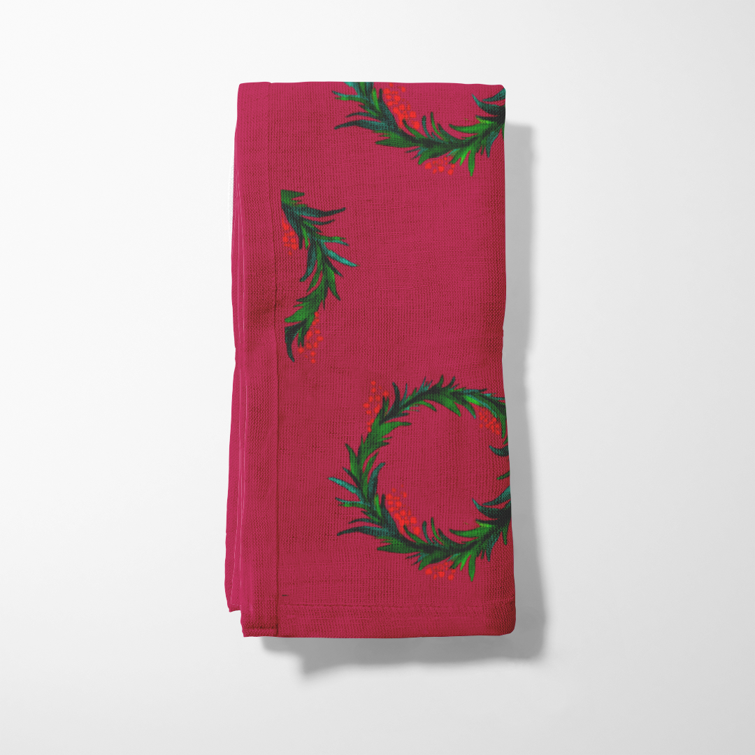 Wreaths in Berry Napkin