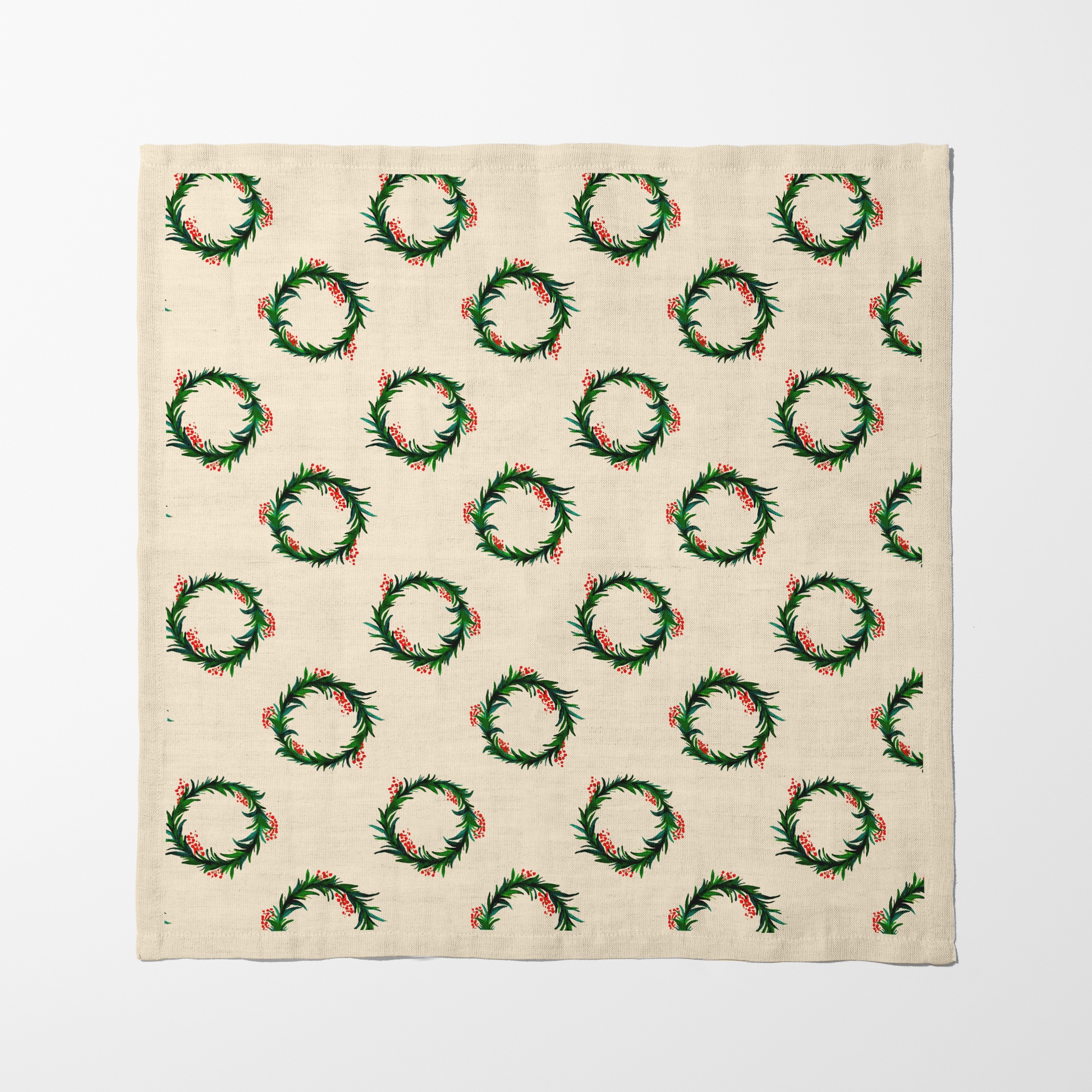 Wreaths Napkin in Ecru