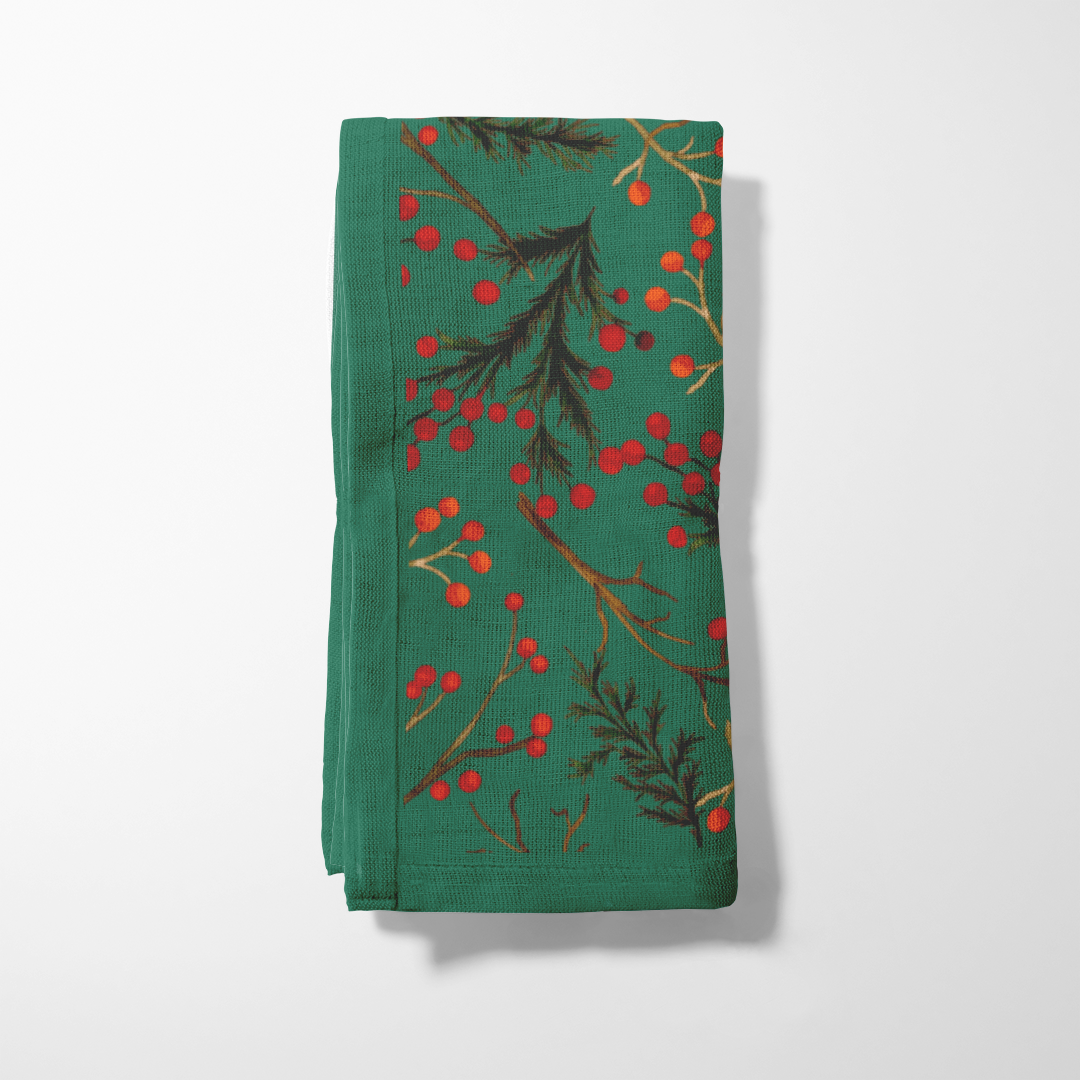 Mistletoe in Evergreen Napkin